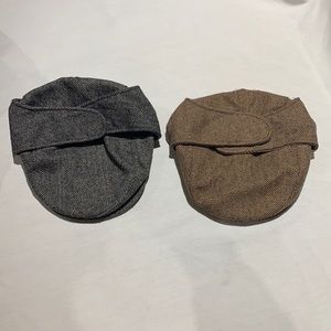 Men’s Winter Hats Grey & Brown Herringbone Size M